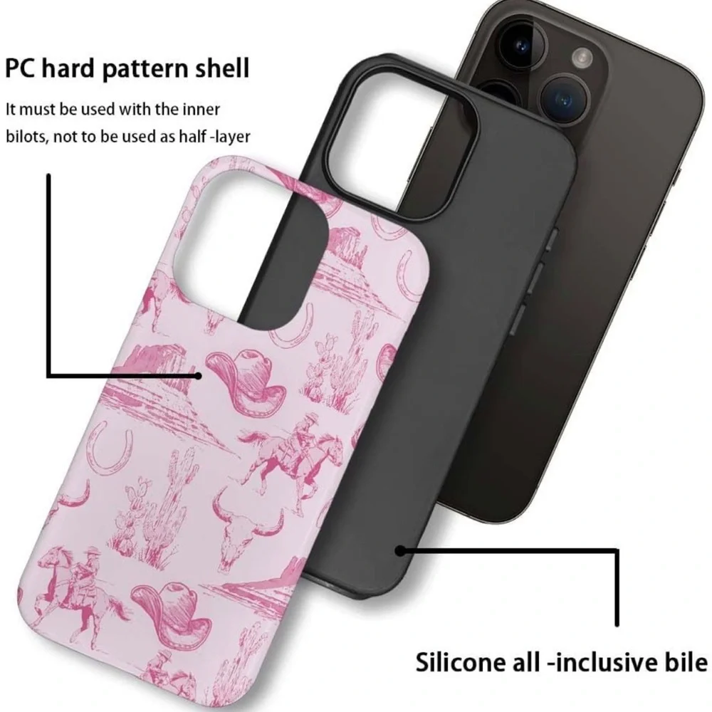 Pink Western-Themed Vintage Cowboy Cowgirl Phone Case IPhone 13 Protector